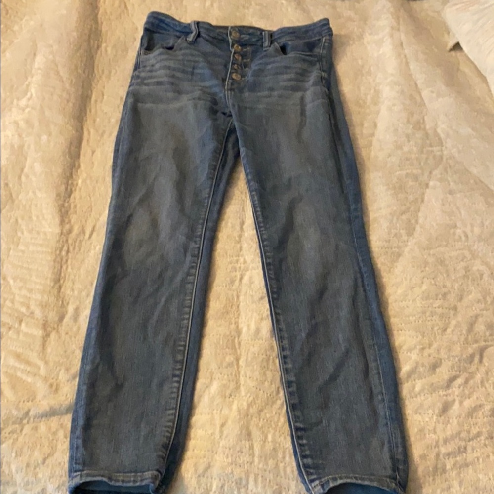 Button front jeans